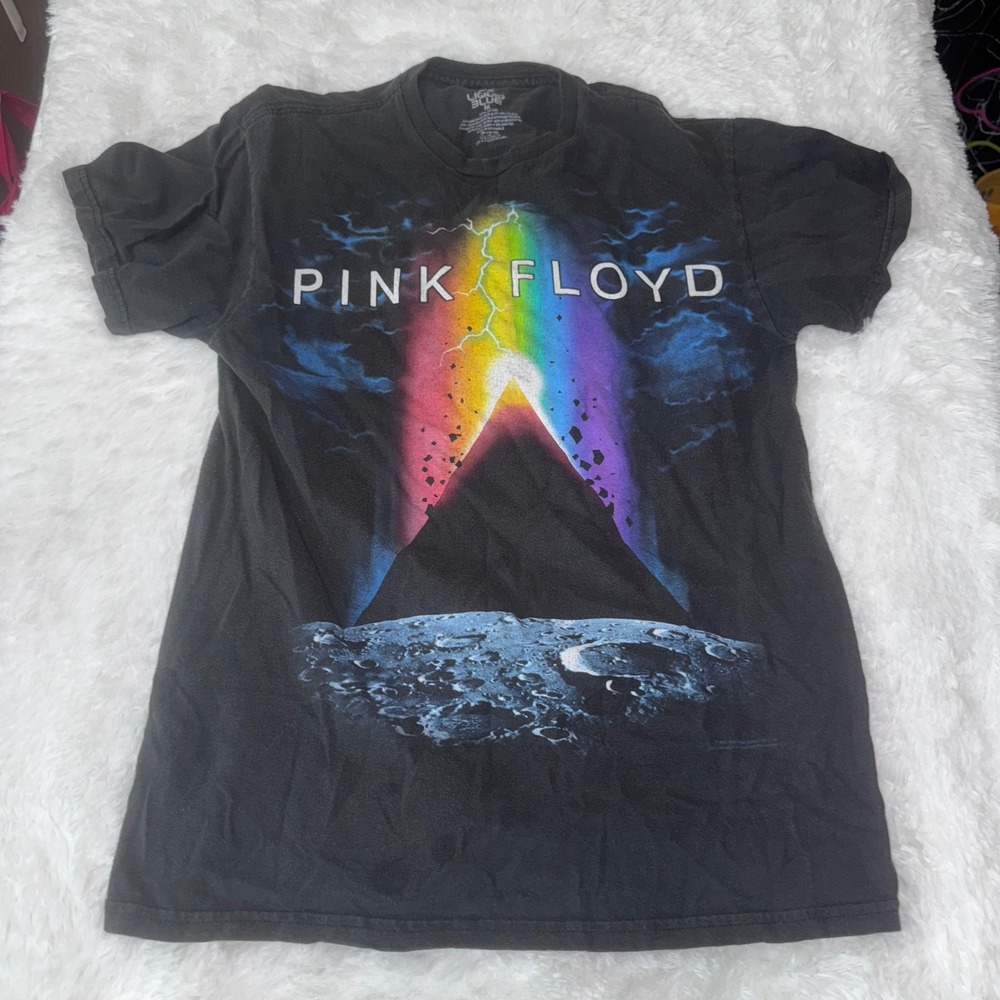 Pink Floyd T-Shirt Liquid Blue‎ Dark Side of the Moon Rainbow Graphic Men